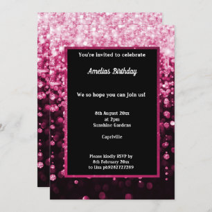 INVITACIÓN FIESTA DEL CUMPLEAÑOS DE DIAMANTE DE ROSA NEGRA