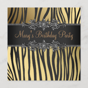 Invitación Fiesta del cumpleaños de la mujer negra del oro