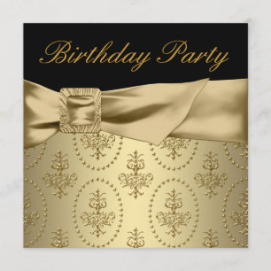 Invitación Fiesta del cumpleaños de la mujer negra del oro