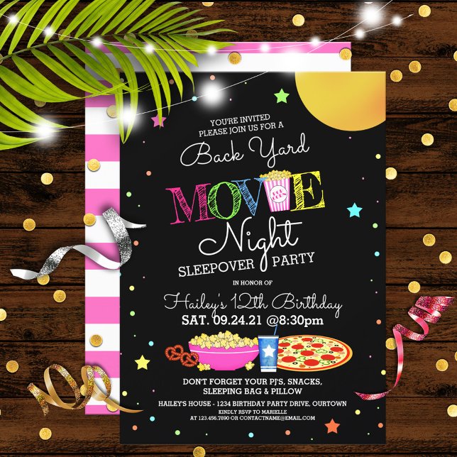 Invitación Fiesta del cumpleaños de la noche de la película d (Subido por el creador)