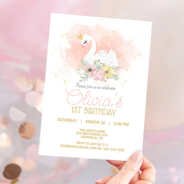 Invitación Fiesta del cumpleaños de la princesa elegante y ro (Subido por el creador)