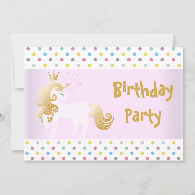 INVITACIÓN FIESTA DEL CUMPLEAÑOS DE LA UNICORN DE LA PUNTA DE (Anverso)