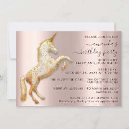 Invitación Fiesta del cumpleaños del caballo Magic Gold Unico