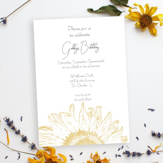 Invitación Fiesta del cumpleaños del girasol amarillo (Subido por el creador)