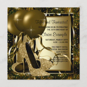 Invitación Fiesta del cumpleaños del oro de la mujer negra de
