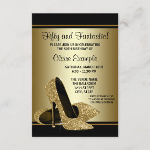Invitación Fiesta del cumpleaños del oro de la mujer negra de