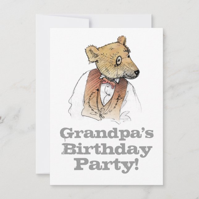 Invitación Fiesta del cumpleaños del oso del abuelo 80.a (Anverso)