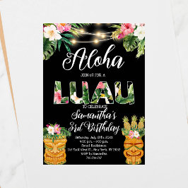 Invitación Fiesta del cumpleaños tropical de Luau Tiki Hawaii