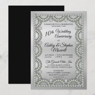 Invitación Fiesta del décimo aniversario Boda de Silver y Dia