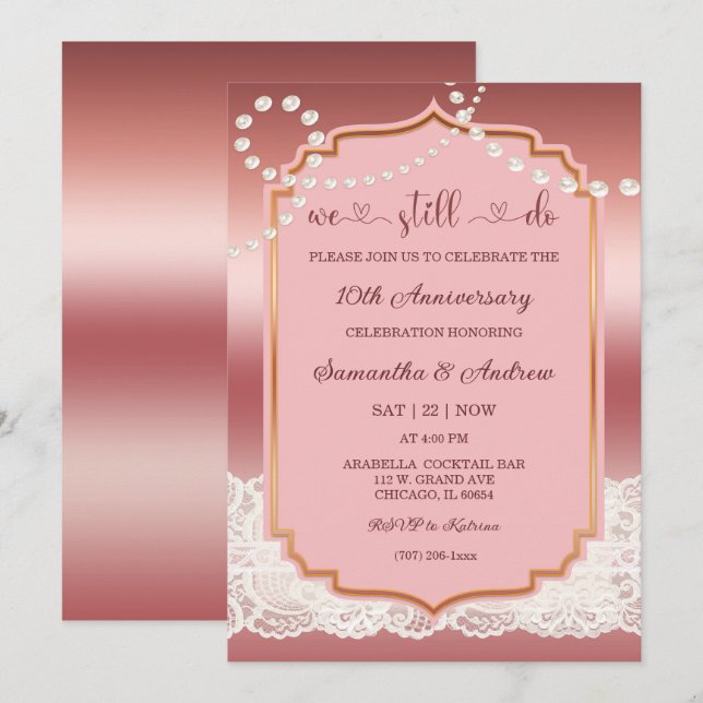 Invitación Fiesta del décimo aniversario del boda de la época (Anverso / Reverso)