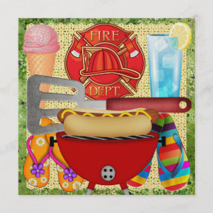 Invitación Fiesta del Departamento de Bomberos - barbacoa - S