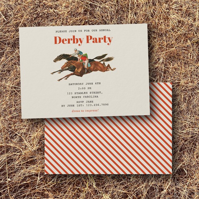 Invitación Fiesta del Derby de Caballos de Carreras Cumpleaño (Race Horse Derby Party Equestrian Racing Birthday Invitation)