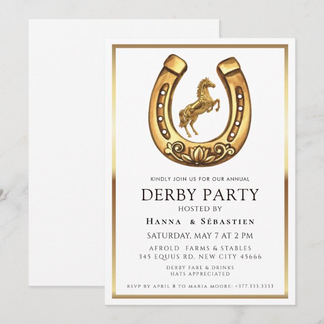 Invitación Fiesta del Derby de Caballos de Oro Ecuestre (Anverso / Reverso)