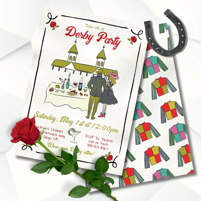 Invitación Fiesta del derby de mano dibujado por el capricho (Subido por el creador)