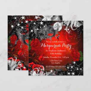 Invitación Fiesta del desfile nocturno mágico de la rosa roja
