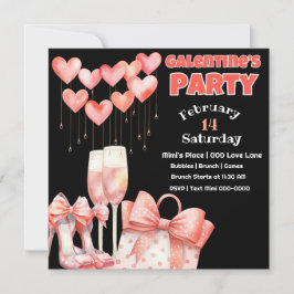 Invitación Fiesta del Día de Galentina Rosa y Rosa