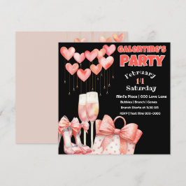 Invitación Fiesta del Día de Galentina Rosa y Rosa