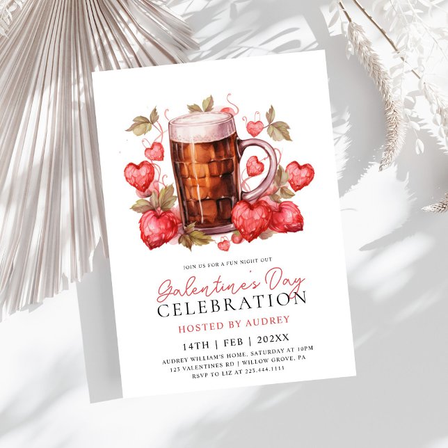 Invitación Fiesta del Día de Galentine con fresas modernas (Subido por el creador)