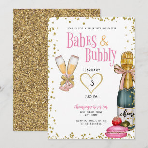 Invitación Fiesta del día de Galentine con nenas y champán pi