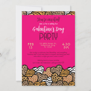 Invitación Fiesta del Día de Galentine en un animal rosa salv