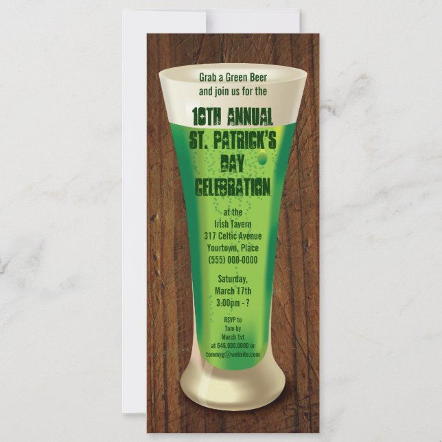 Invitación Fiesta del Día de la Cerveza Verde (Anverso)