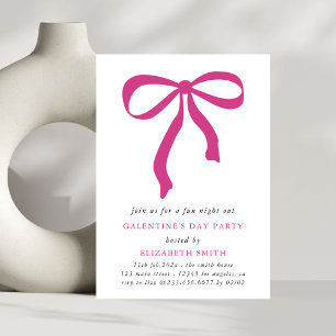 Invitación Fiesta del Día de las Galentinas de Bow Rosado