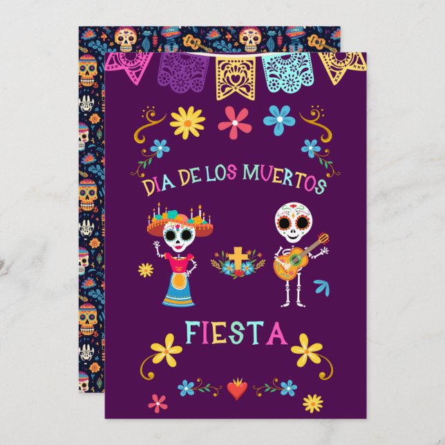 Invitación Fiesta del Día de los Muertos - ¡Celebraciones col (Anverso / Reverso)