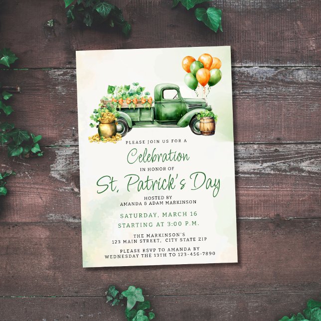 Invitación Fiesta del Día de los Patrones del Camión Verde de (Subido por el creador)
