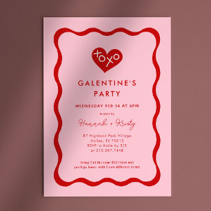 Invitación Fiesta del día de Retro XOXO Galentine