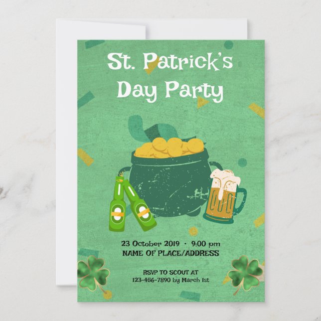 Invitación Fiesta del Día de San Patricio (Anverso)