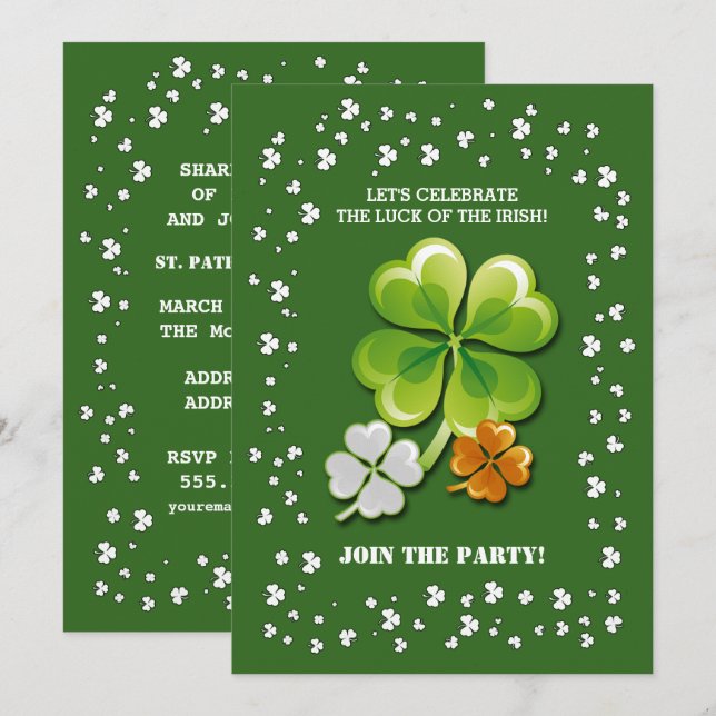 Invitación Fiesta del Día de San Patricio (Anverso / Reverso)