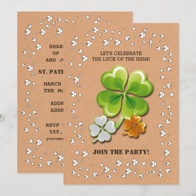 Invitación Fiesta del Día de San Patricio (Anverso / Reverso)