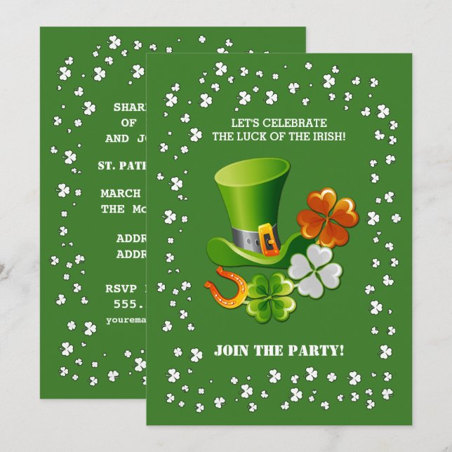 Invitación Fiesta del Día de San Patricio (Anverso / Reverso)