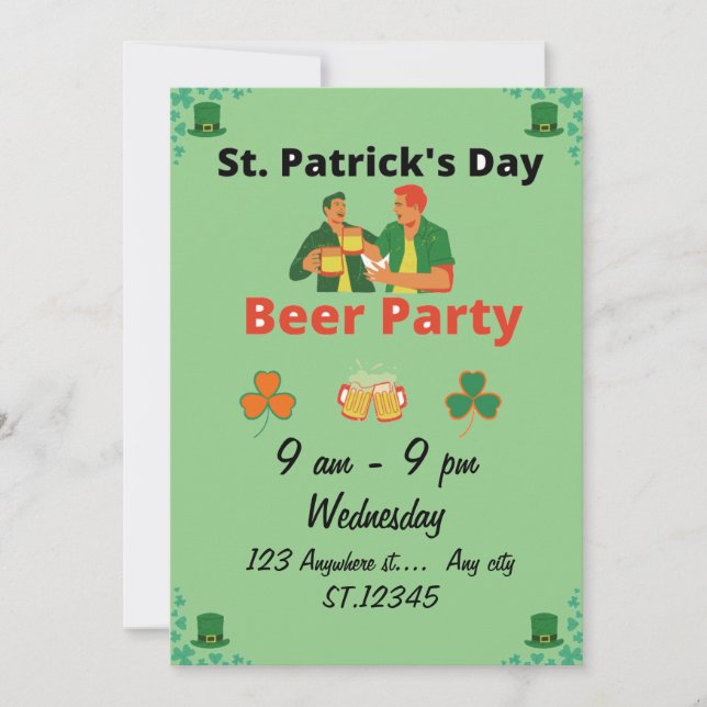 Invitación Fiesta del Día de San Patricio (Anverso)