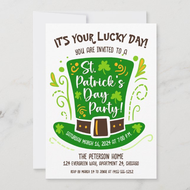 Invitación Fiesta del Día de San Patricio (Anverso)