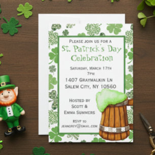 Invitación Fiesta del Día de San Patricio Cerveza Verde Trebo