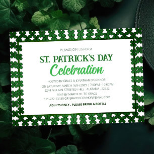 Invitación Fiesta del Día de San Patricio con Trébol Blanco y