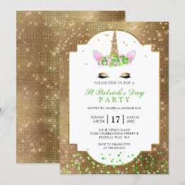 Invitación Fiesta del Día de San Patricio de Cute Gold Unicor