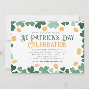 Invitación Fiesta del Día de San Patricio de Trébol Blanco y 