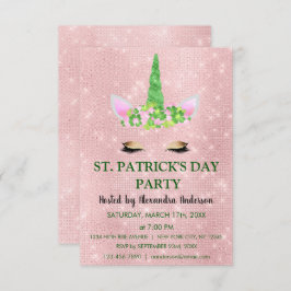 Invitación Fiesta del Día de San Patricio de Unicornio Rosa d
