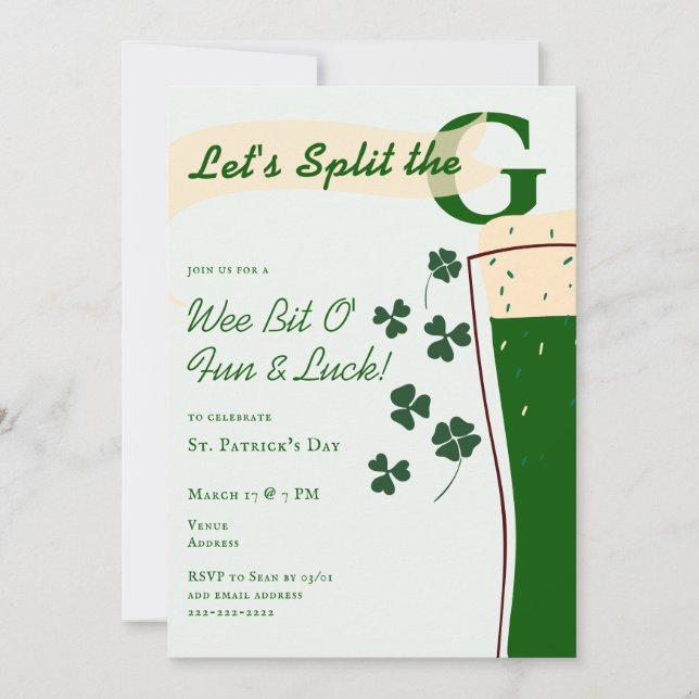 Invitación Fiesta del Día de San Patricio: Desafío de Pinta D (Anverso)