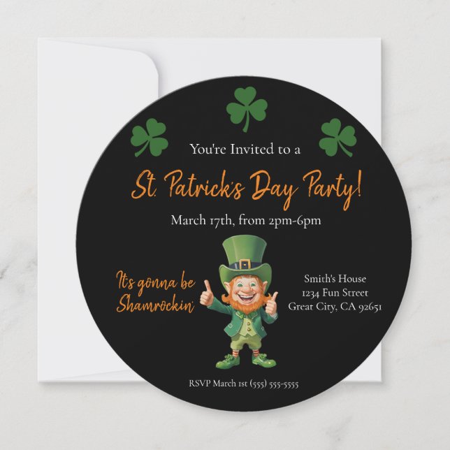 Invitación Fiesta del Día de San Patricio-Leprechaun- (Anverso)