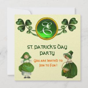 Invitación FIESTA DEL DÍA DE SAN PATRICIO MONOGRAMA VERDE ESm