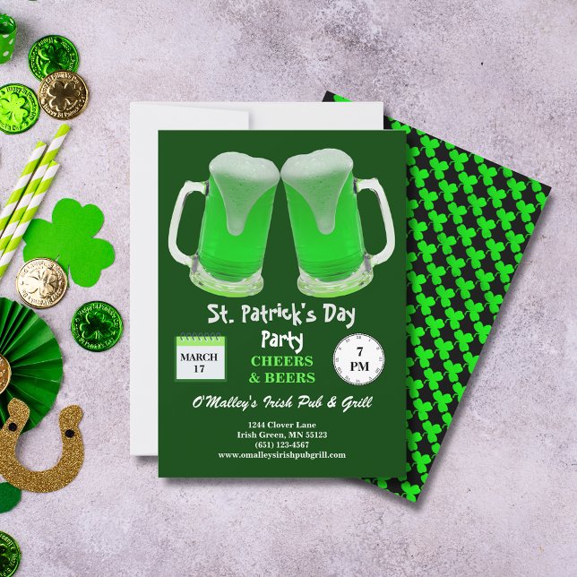 Invitación Fiesta del Día de San Patricio Saludos helados ver (St Patrick's Day Party Green Frosty Cheers Invitation)