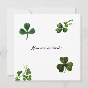 Invitación FIESTA DEL DÍA DE SAN PATRICIo trébol blanco verde