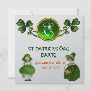INVITACIÓN FIESTA DEL DÍA DE SAN PATRICIOS MONOGRAMA PLATA VE