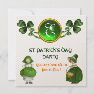 INVITACIÓN FIESTA DEL DÍA DE SAN PATRICIOS MONOGRAMA VERDE ES