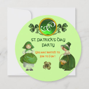 INVITACIÓN FIESTA DEL DÍA DE SAN PATRICIOS VERDE MONOGRAMA DE