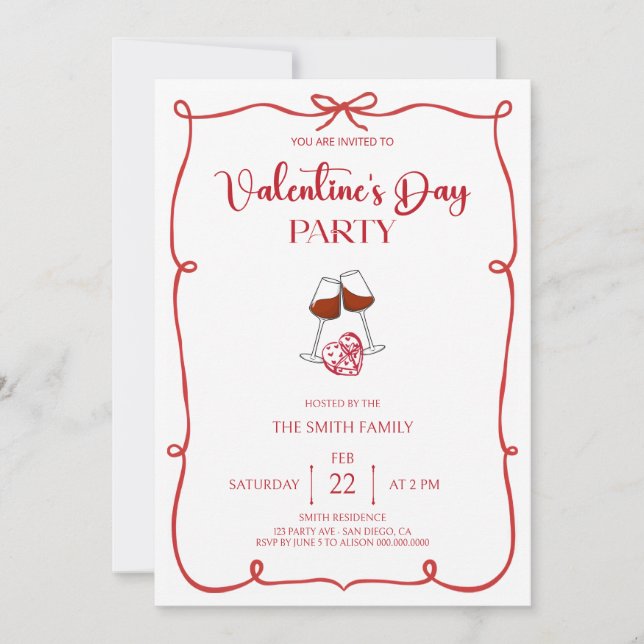 Invitación Fiesta del día de San Valentín (Anverso)