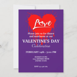 INVITACIÓN FIESTA DEL DÍA DE SAN VALENTÍN CON CORAZÓN ROJO DE